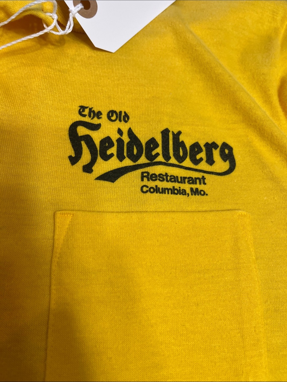 Vintage Hartwell polo Old Heidelberg Restaurant LARGE short sleeve yellow